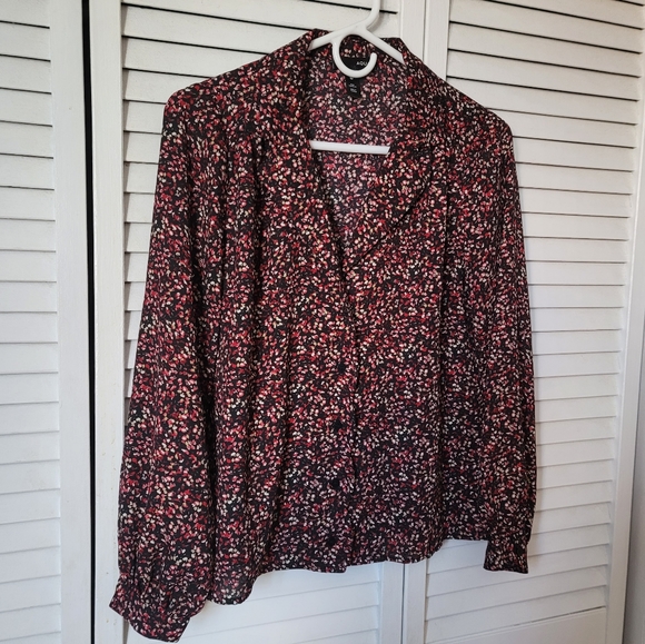 AQUA V-Neck Long Sleeve Shirt Blouse, Size S - Picture 2 of 11